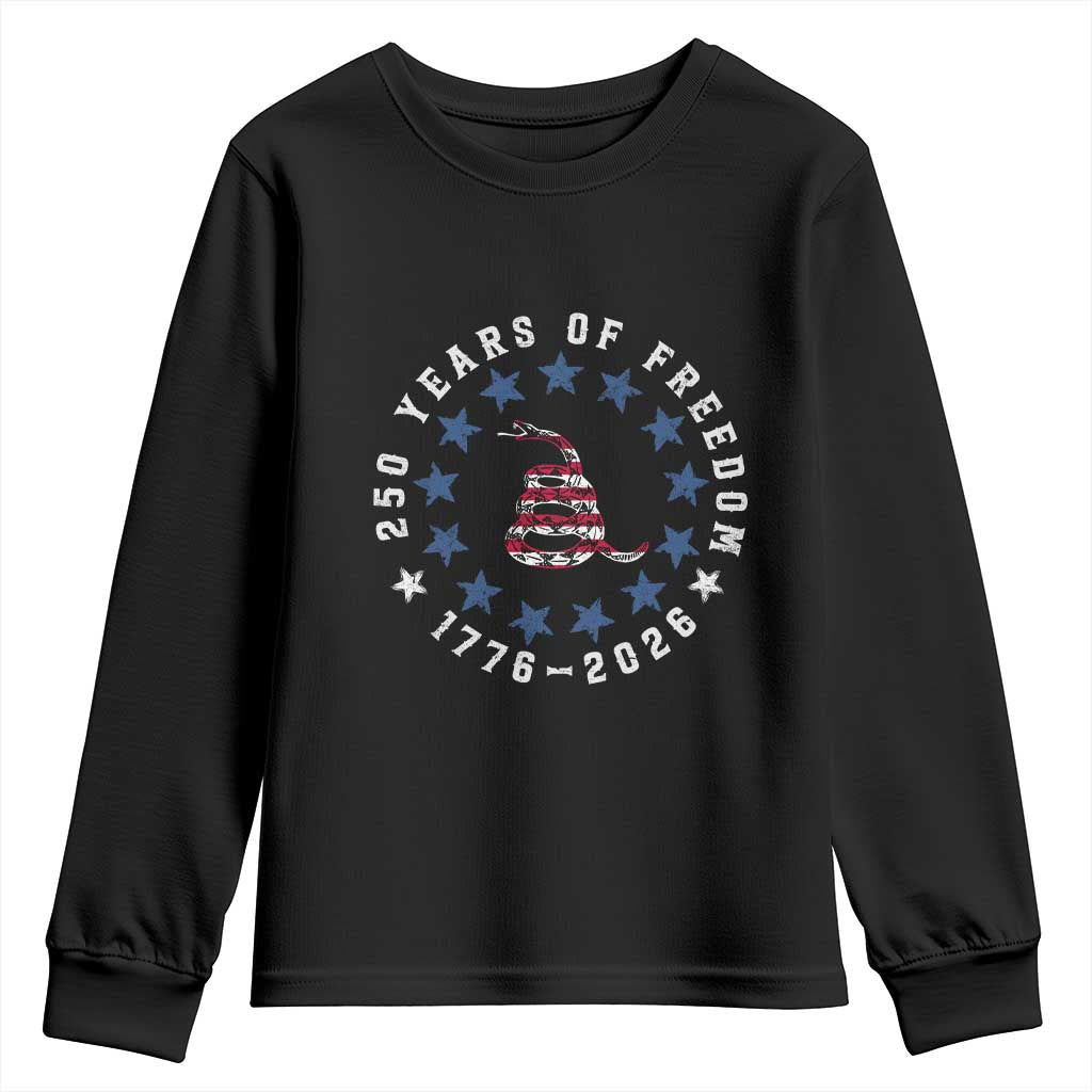 250 Years Of Freedom Youth Sweatshirt Gadsden Betty Ross Flag Ring of Stars American Patriot US TS14 Black Print Your Wear