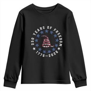 250 Years Of Freedom Youth Sweatshirt Gadsden Betty Ross Flag Ring of Stars American Patriot US TS14 Black Print Your Wear