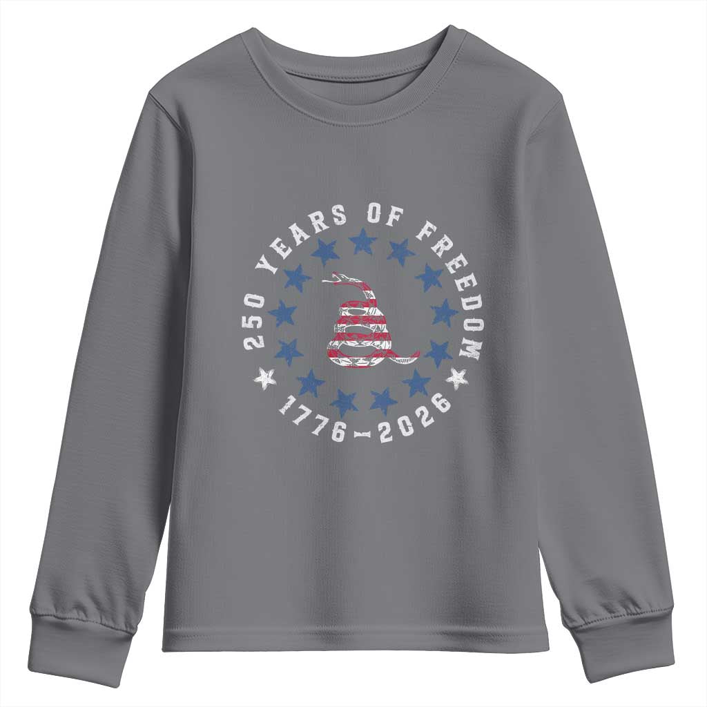 250 Years Of Freedom Youth Sweatshirt Gadsden Betty Ross Flag Ring of Stars American Patriot US TS14 Charcoal Print Your Wear