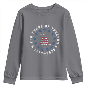 250 Years Of Freedom Youth Sweatshirt Gadsden Betty Ross Flag Ring of Stars American Patriot US TS14 Charcoal Print Your Wear