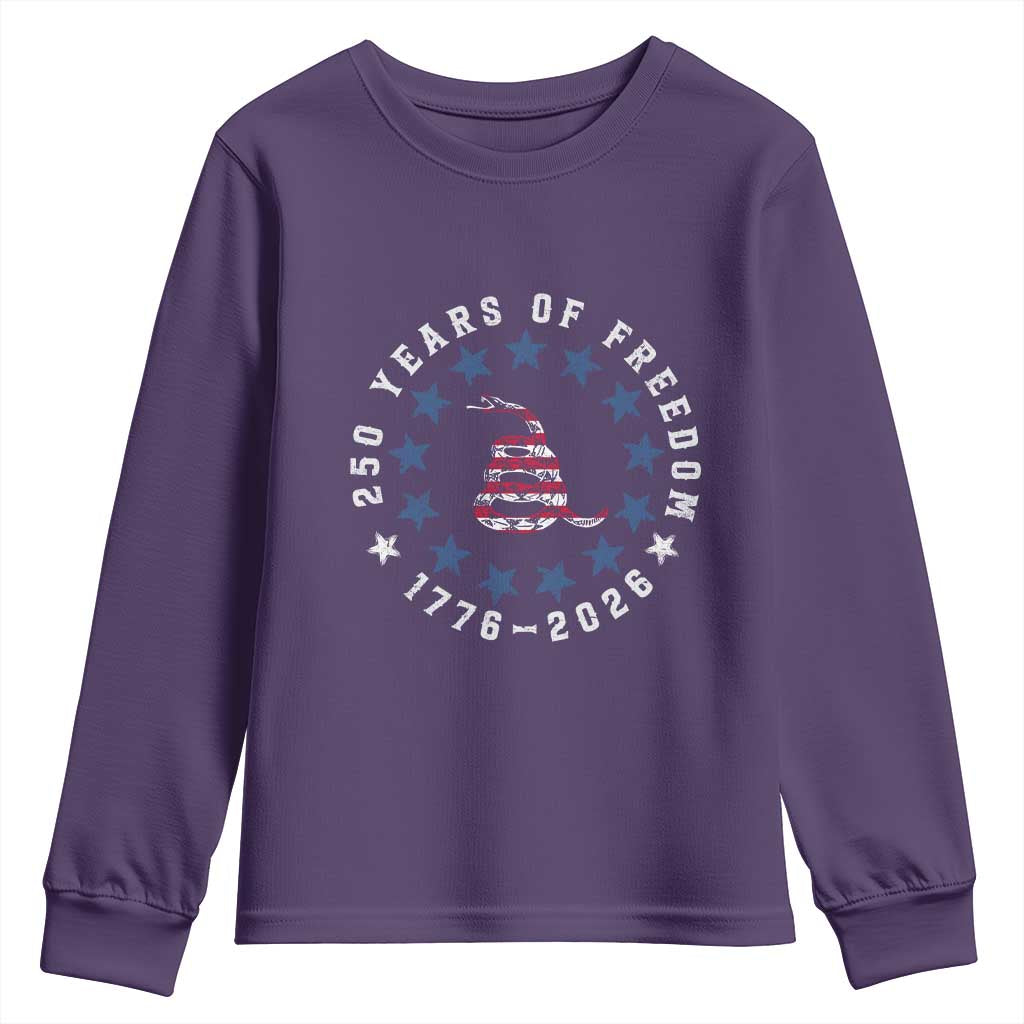 250 Years Of Freedom Youth Sweatshirt Gadsden Betty Ross Flag Ring of Stars American Patriot US TS14 Purple Print Your Wear
