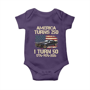 America Turns 250 I Turn 50 1976 50th Birthday Baby Onesie Retro 70s Muscle Car Lover