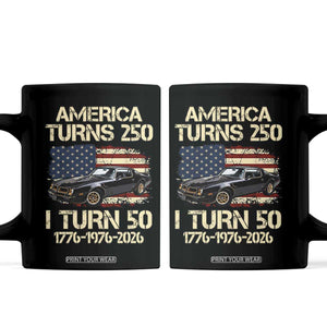 America Turns 250 I Turn 50 1976 50th Birthday Coffee Mug Retro 70s Muscle Car Lover