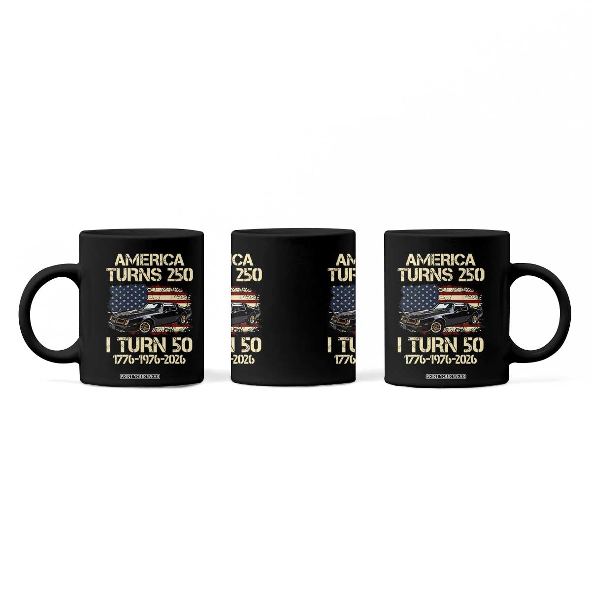 America Turns 250 I Turn 50 1976 50th Birthday Coffee Mug Retro 70s Muscle Car Lover