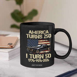 America Turns 250 I Turn 50 1976 50th Birthday Coffee Mug Retro 70s Muscle Car Lover