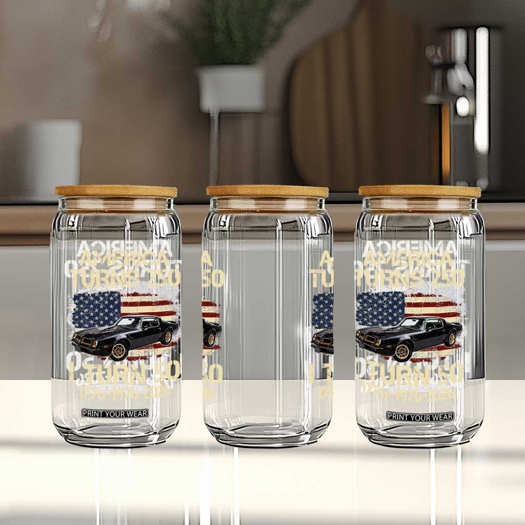 America Turns 250 I Turn 50 1976 50th Birthday Glass Can Retro 70s Muscle Car Lover