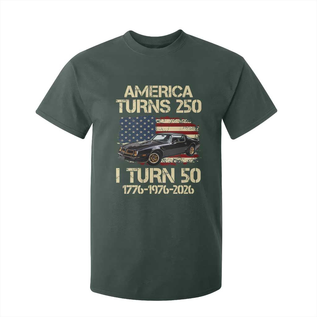America Turns 250 I Turn 50 1976 50th Birthday T Shirt For Kid Retro 70s Muscle Car Lover