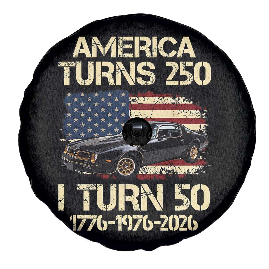 America Turns 250 I Turn 50 1976 50th Birthday Spare Tire Cover Retro 70s Muscle Car Lover