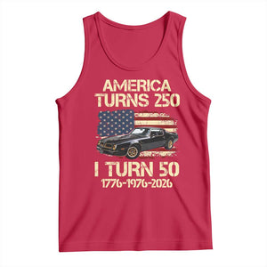 America Turns 250 I Turn 50 1976 50th Birthday Tank Top Retro 70s Muscle Car Lover