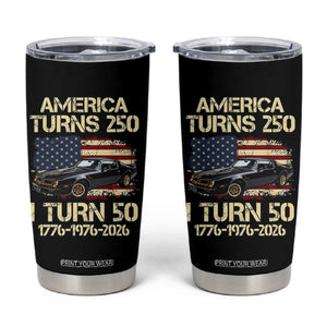 America Turns 250 I Turn 50 1976 50th Birthday Tumbler Cup Retro 70s Muscle Car Lover