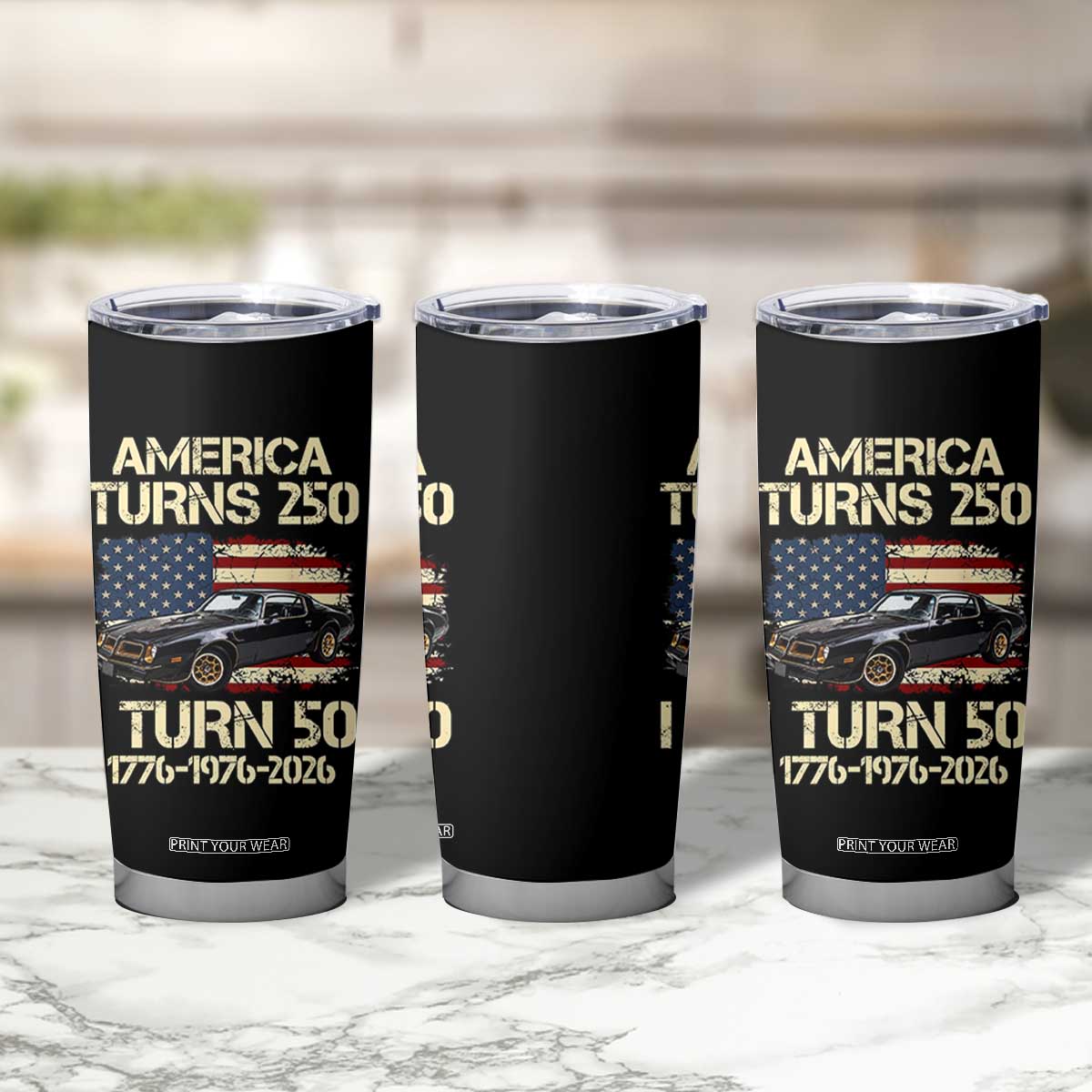 America Turns 250 I Turn 50 1976 50th Birthday Tumbler Cup Retro 70s Muscle Car Lover