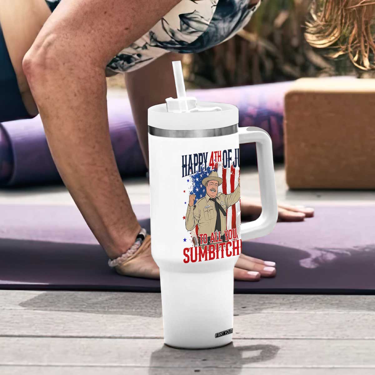 Happy 4th Of July To All You Sumbitches Tumbler With Handle Funny USA 250th Anniversary Independence Day