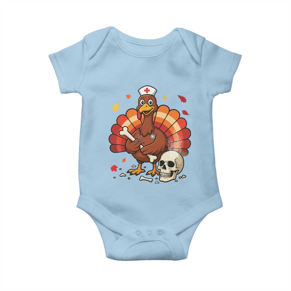 Funny Thanksgiving Nurse Turkey Baby Onesie Fall RN TS14 Light Blue Print Your Wear