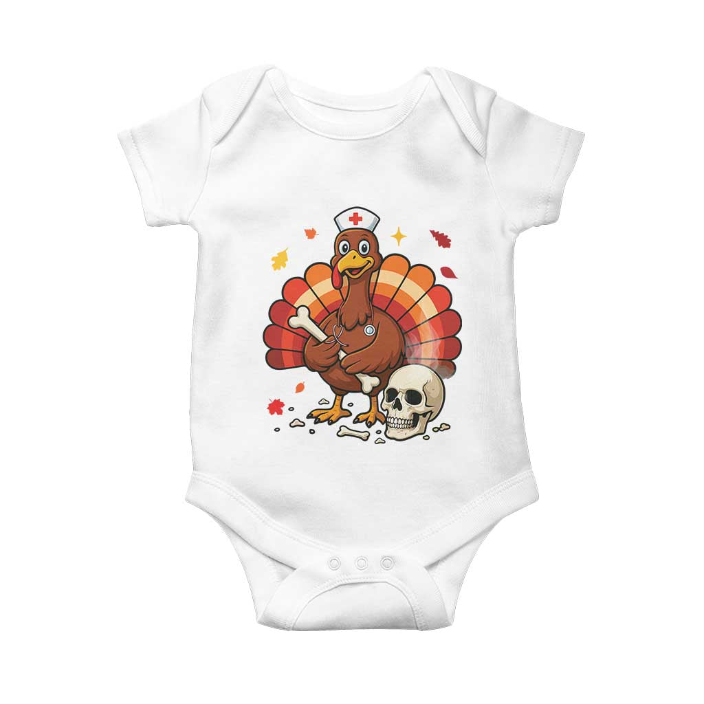 Funny Thanksgiving Nurse Turkey Baby Onesie Fall RN TS14 White Print Your Wear