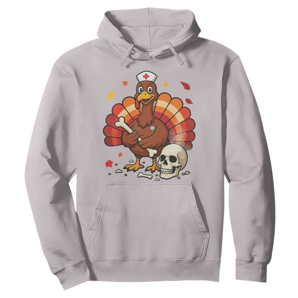 Funny Thanksgiving Nurse Turkey Hoodie Fall RN TS14 Ice Gray Print Your Wear
