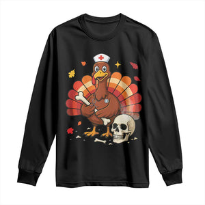 Funny Thanksgiving Nurse Turkey Long Sleeve Shirt Fall RN - Print Your Wear
