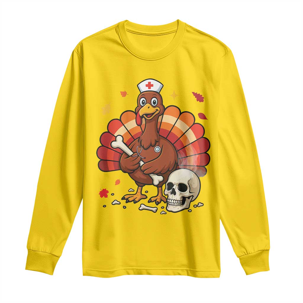 Funny Thanksgiving Nurse Turkey Long Sleeve Shirt Fall RN - Print Your Wear