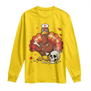 Funny Thanksgiving Nurse Turkey Long Sleeve Shirt Fall RN - Print Your Wear