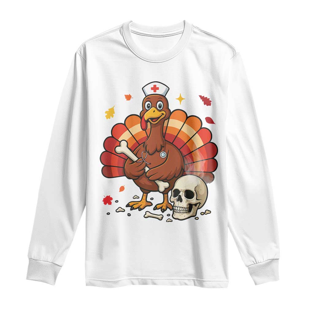 Funny Thanksgiving Nurse Turkey Long Sleeve Shirt Fall RN - Print Your Wear