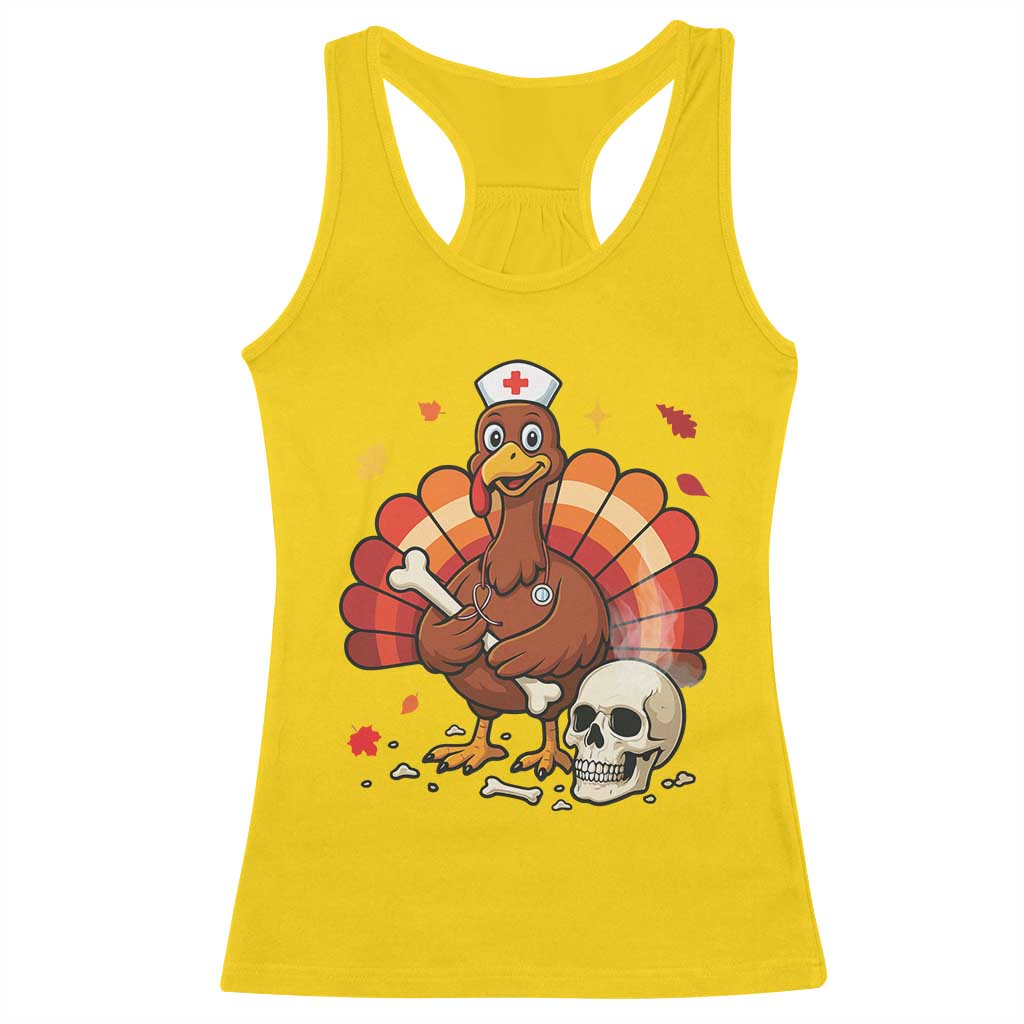 Funny Thanksgiving Nurse Turkey Racerback Tank Top Fall RN - Print Your Wear