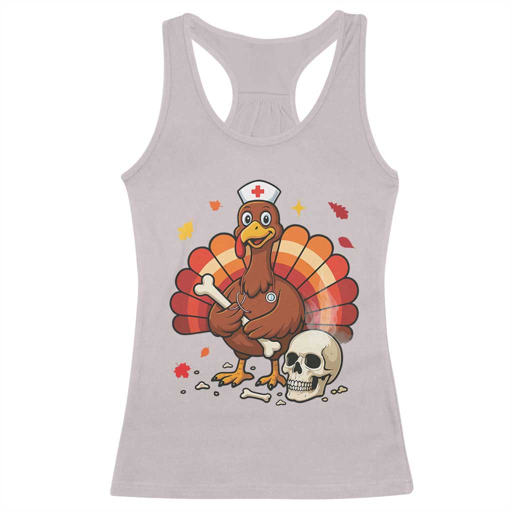 Funny Thanksgiving Nurse Turkey Racerback Tank Top Fall RN - Print Your Wear