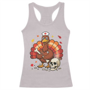 Funny Thanksgiving Nurse Turkey Racerback Tank Top Fall RN - Print Your Wear