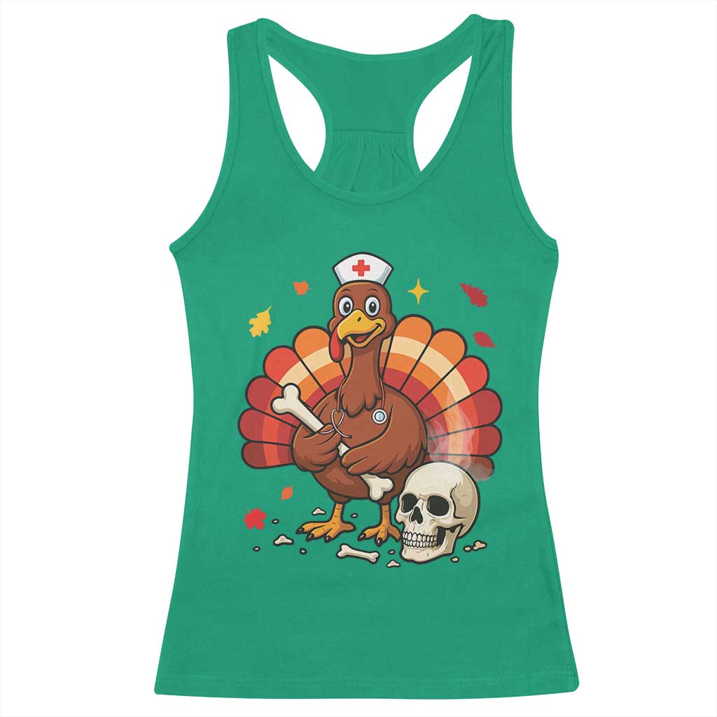 Funny Thanksgiving Nurse Turkey Racerback Tank Top Fall RN TS14 Irish Green Print Your Wear