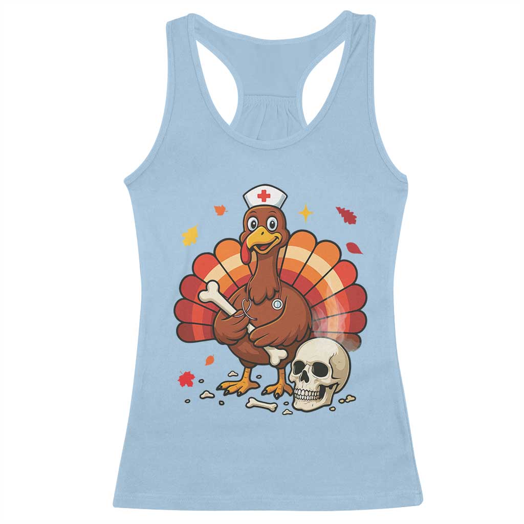Funny Thanksgiving Nurse Turkey Racerback Tank Top Fall RN - Print Your Wear