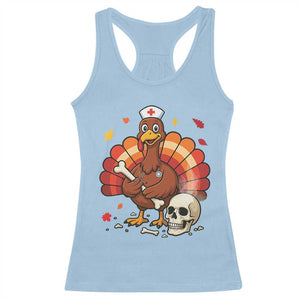 Funny Thanksgiving Nurse Turkey Racerback Tank Top Fall RN - Print Your Wear