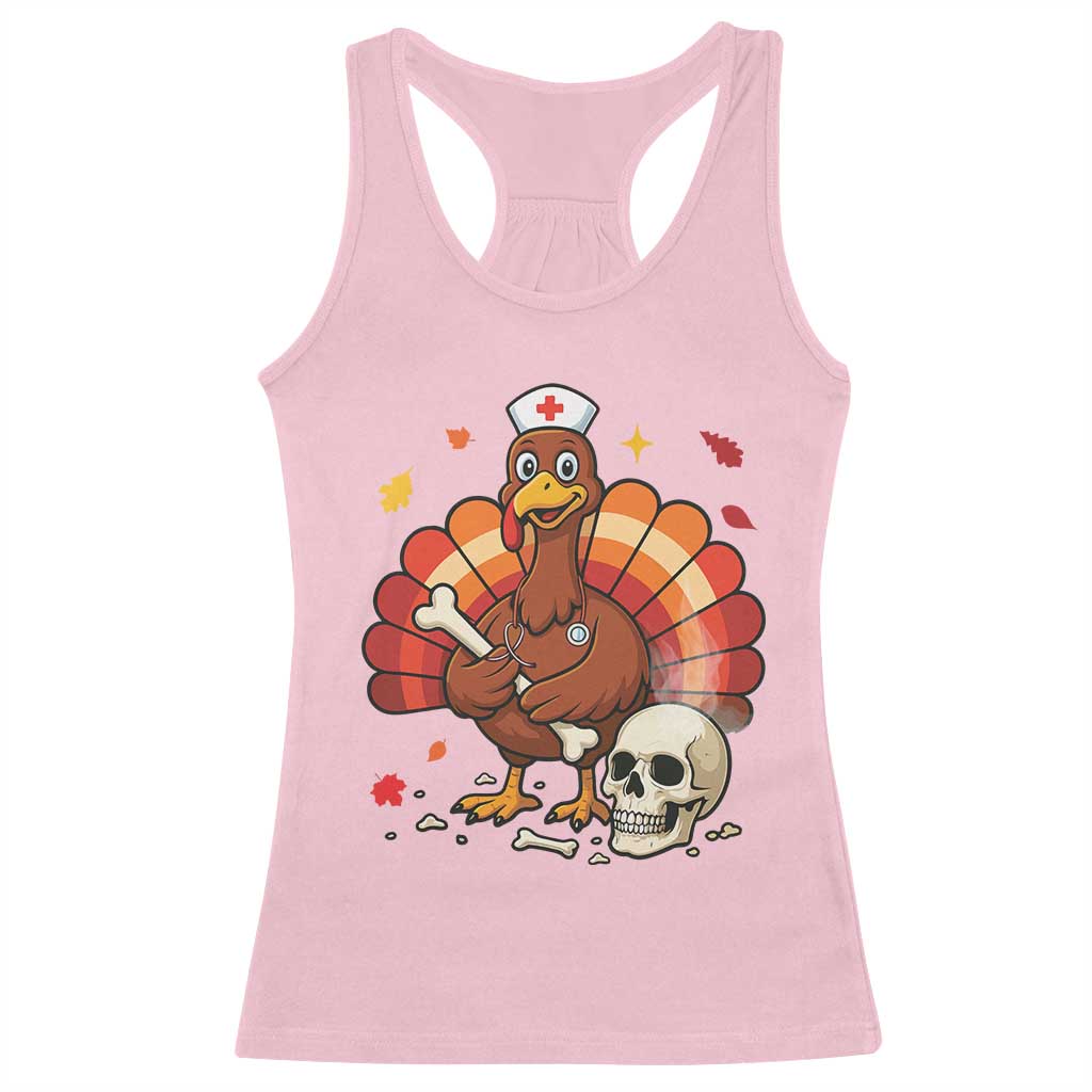 Funny Thanksgiving Nurse Turkey Racerback Tank Top Fall RN - Print Your Wear