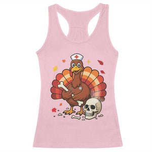 Funny Thanksgiving Nurse Turkey Racerback Tank Top Fall RN - Print Your Wear