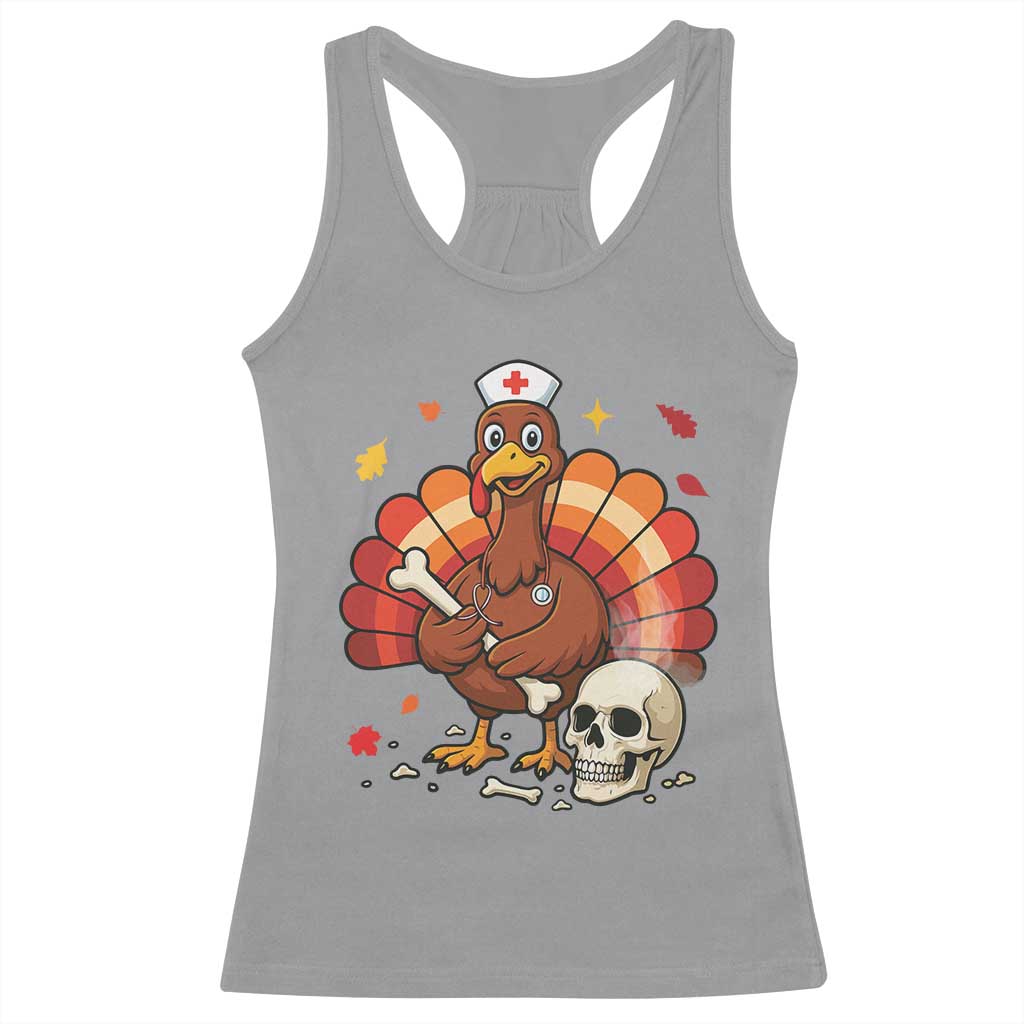 Funny Thanksgiving Nurse Turkey Racerback Tank Top Fall RN - Print Your Wear