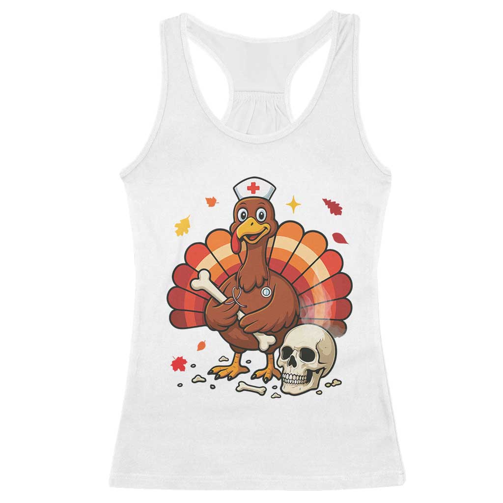 Funny Thanksgiving Nurse Turkey Racerback Tank Top Fall RN - Print Your Wear