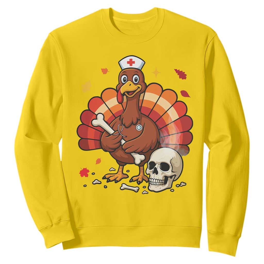 Funny Thanksgiving Nurse Turkey Sweatshirt Fall RN - Print Your Wear