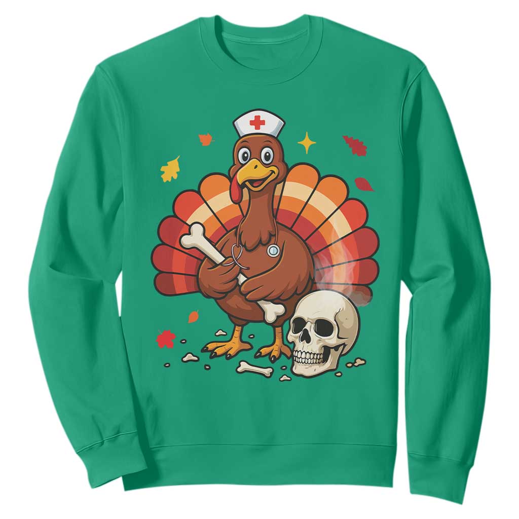 Funny Thanksgiving Nurse Turkey Sweatshirt Fall RN - Print Your Wear