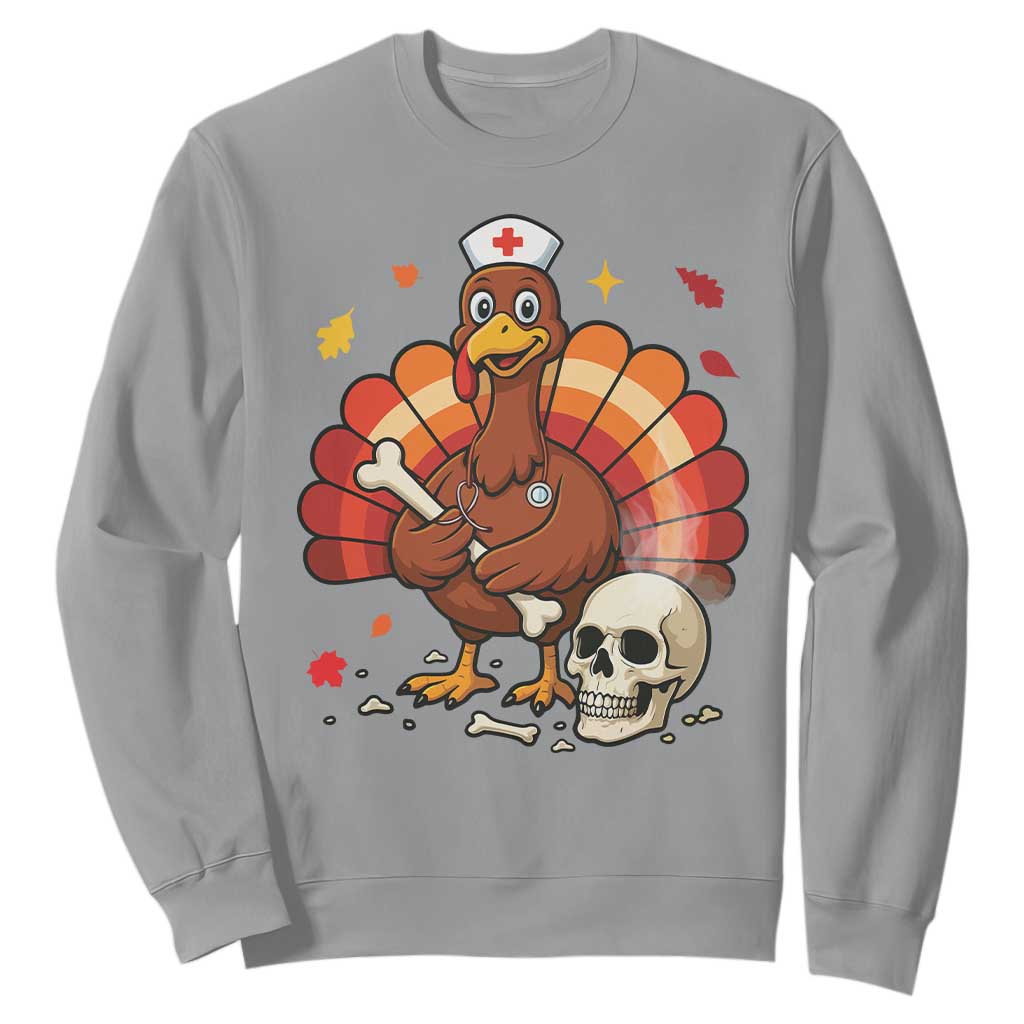 Funny Thanksgiving Nurse Turkey Sweatshirt Fall RN TS14 Sport Gray Print Your Wear
