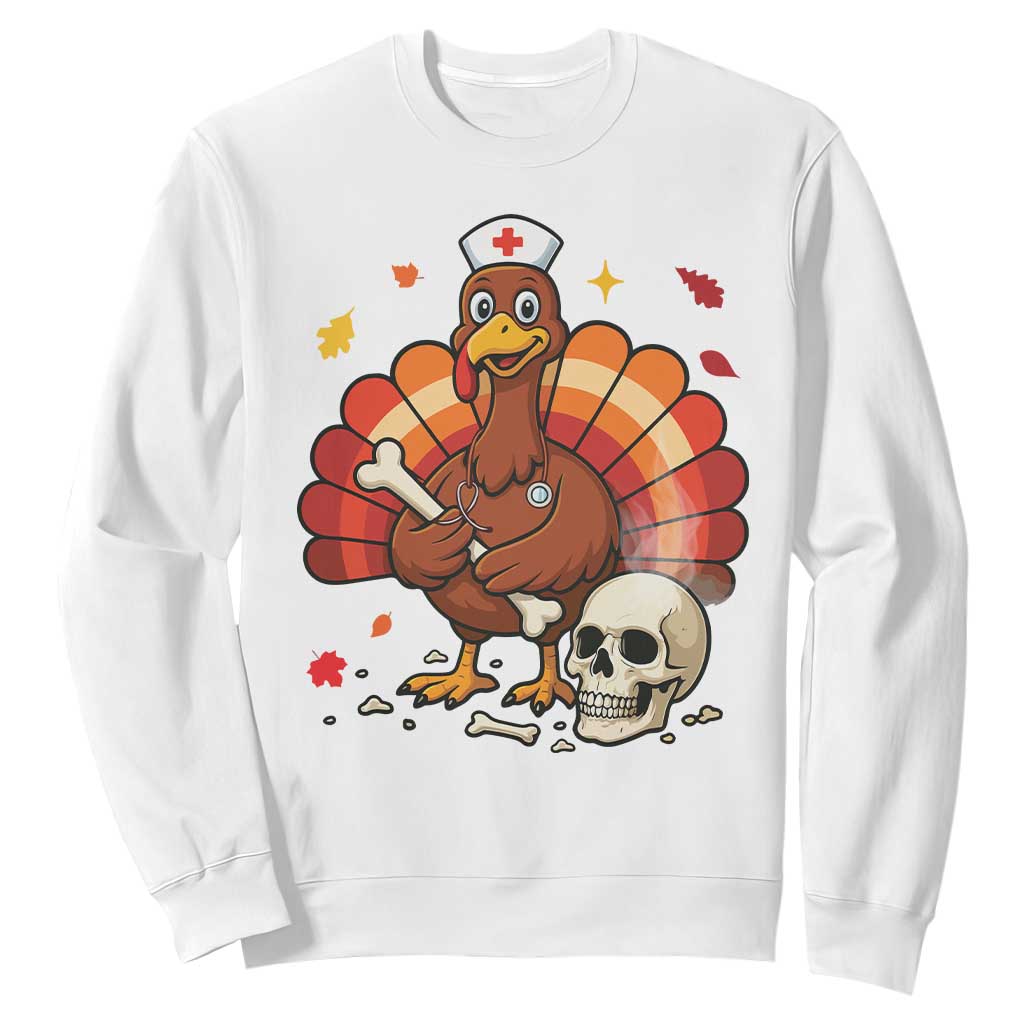 Funny Thanksgiving Nurse Turkey Sweatshirt Fall RN - Print Your Wear