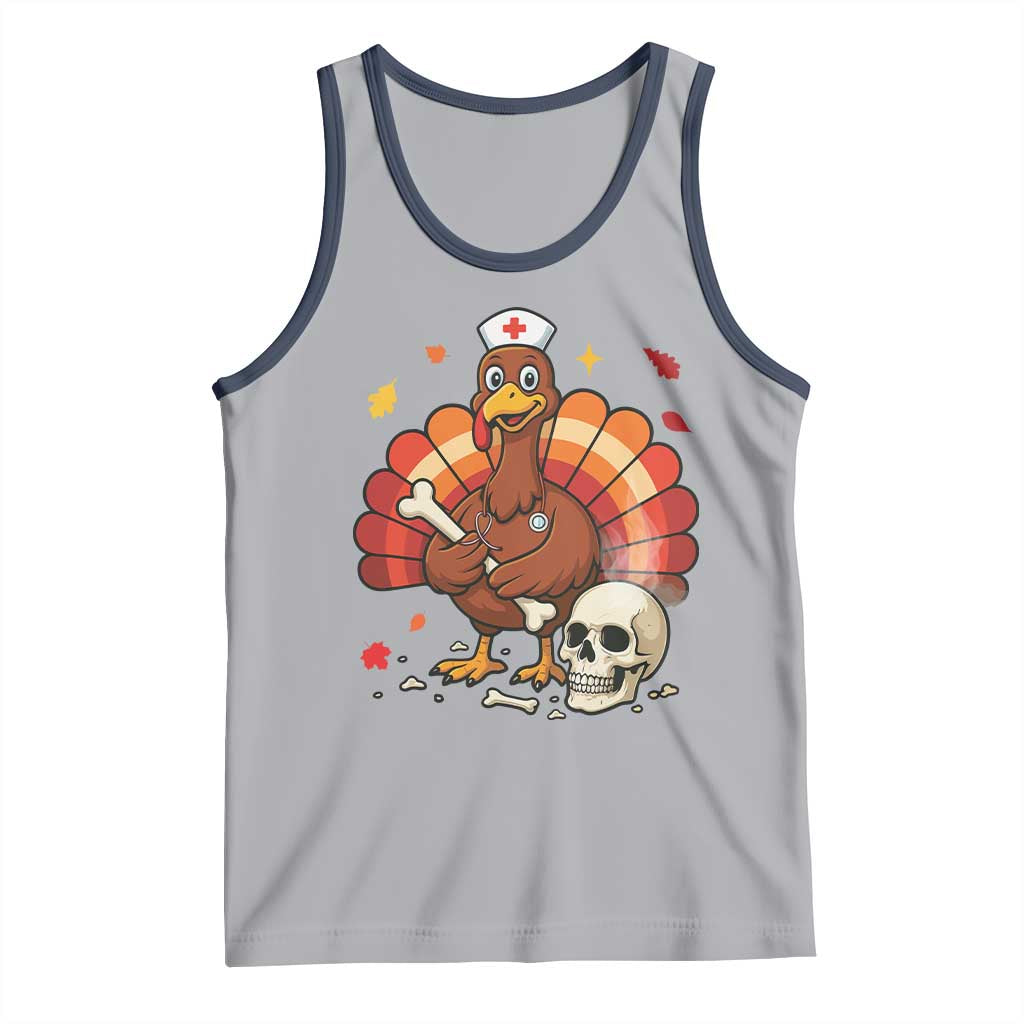 Funny Thanksgiving Nurse Turkey Tank Top Fall RN TS14 Athletic Heather Navy Print Your Wear