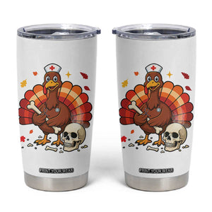 Funny Thanksgiving Nurse Turkey Tumbler Cup Fall RN TS14 White Print Your Wear