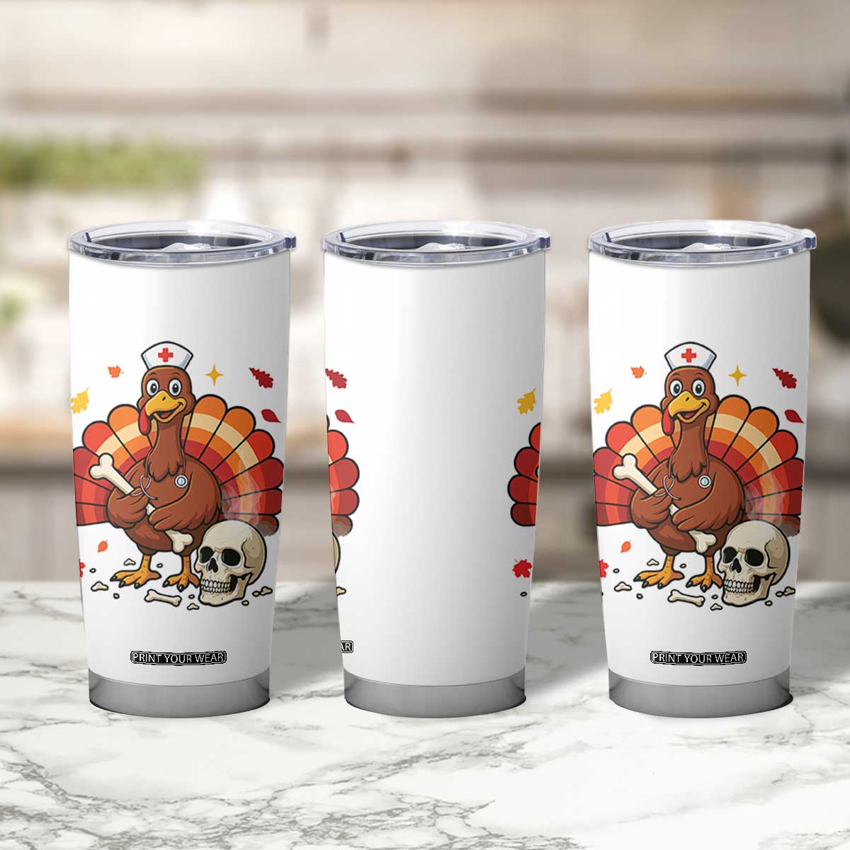 Funny Thanksgiving Nurse Turkey Tumbler Cup Fall RN TS14 Print Your Wear