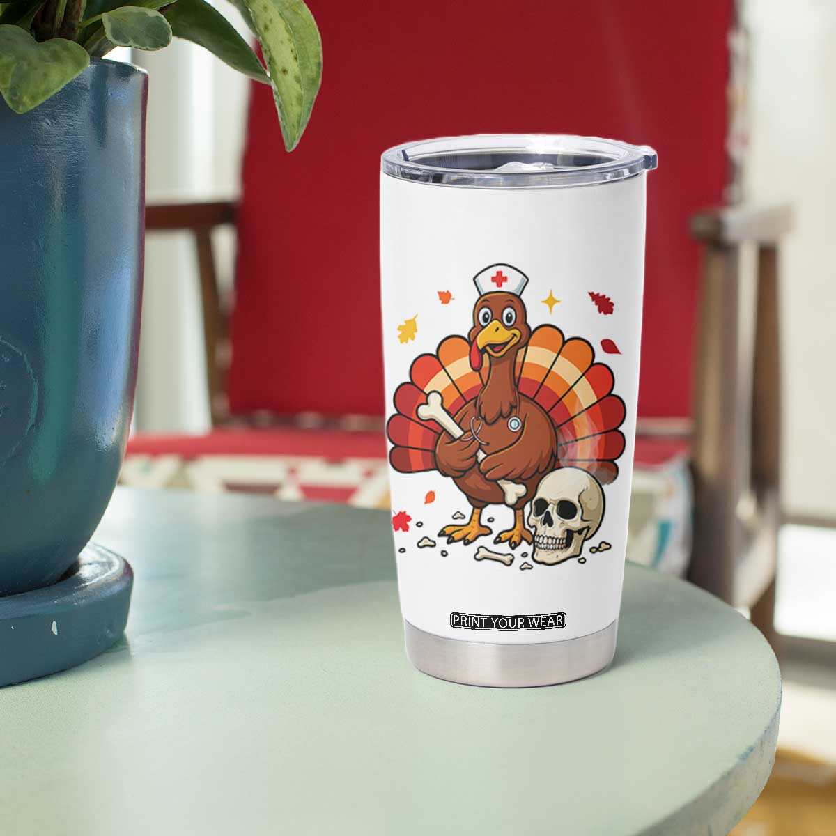 Funny Thanksgiving Nurse Turkey Tumbler Cup Fall RN TS14 Print Your Wear