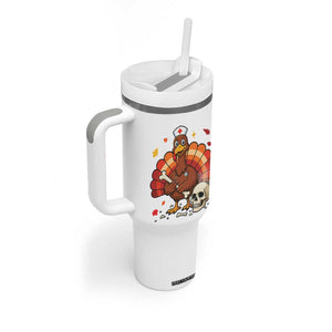 Funny Thanksgiving Nurse Turkey Tumbler With Handle Fall RN TS14 Print Your Wear