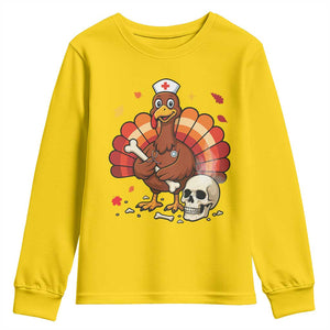 Funny Thanksgiving Nurse Turkey Youth Sweatshirt Fall RN - Print Your Wear