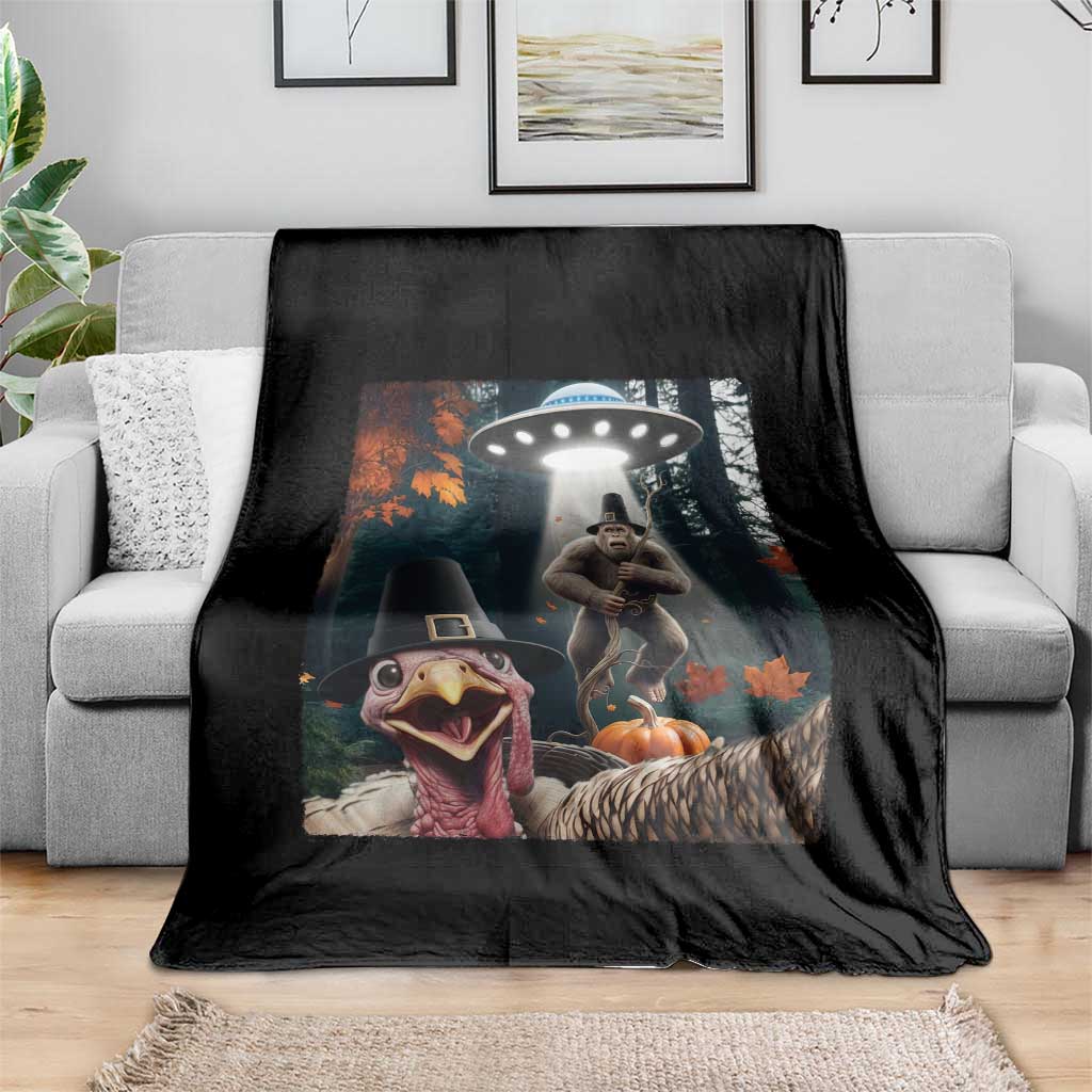 Thanksgiving Funny Bigfoot Turkey Selfie Throw Blanket TS14 Print Your Wear