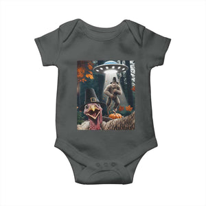 Thanksgiving Funny Bigfoot Turkey Selfie Baby Onesie TS14 Dark Heather Print Your Wear