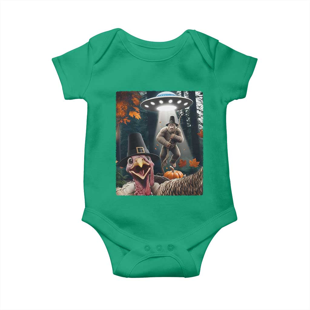Thanksgiving Funny Bigfoot Turkey Selfie Baby Onesie TS14 Irish Green Print Your Wear