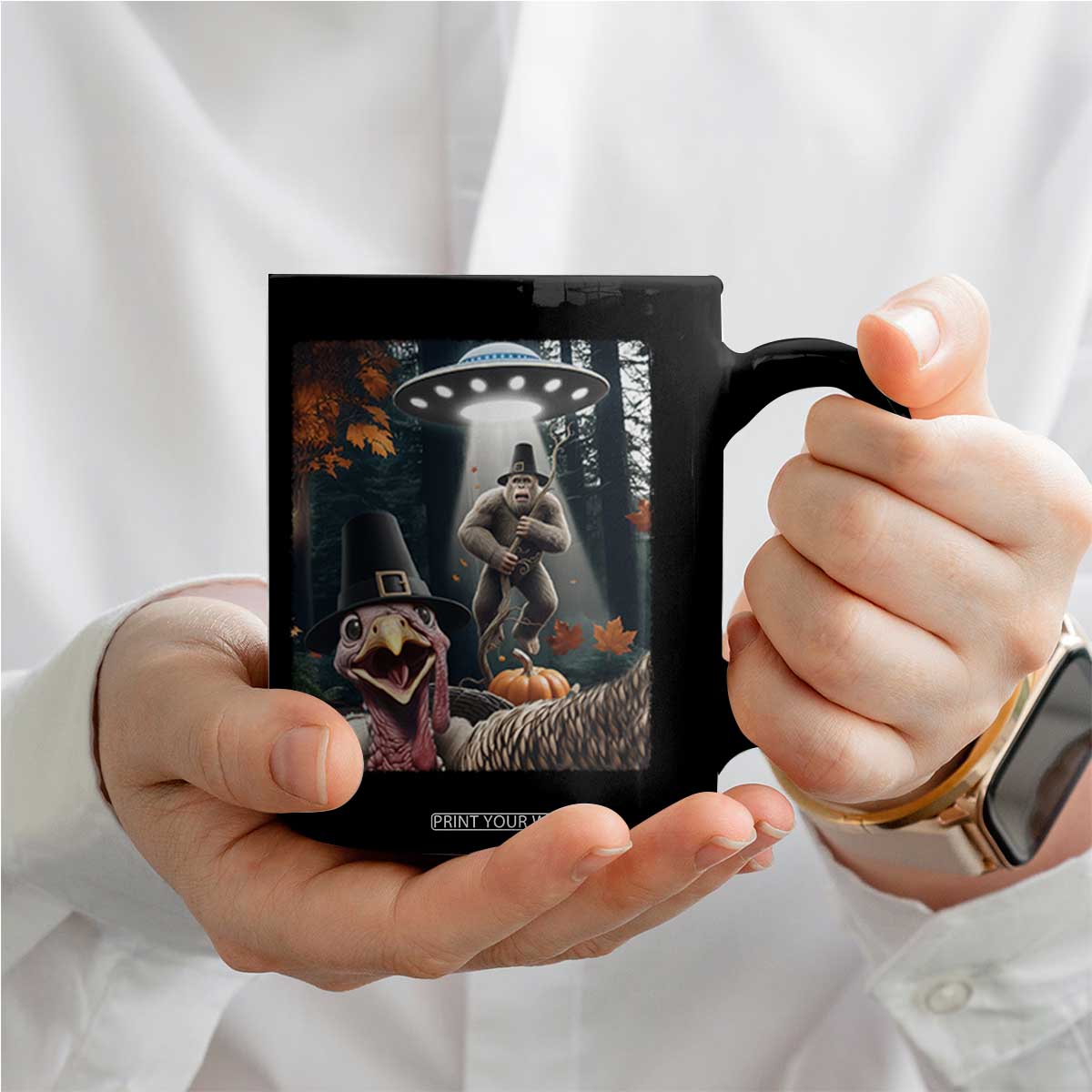 Thanksgiving Funny Bigfoot Turkey Selfie Coffee Mug TS14 Print Your Wear