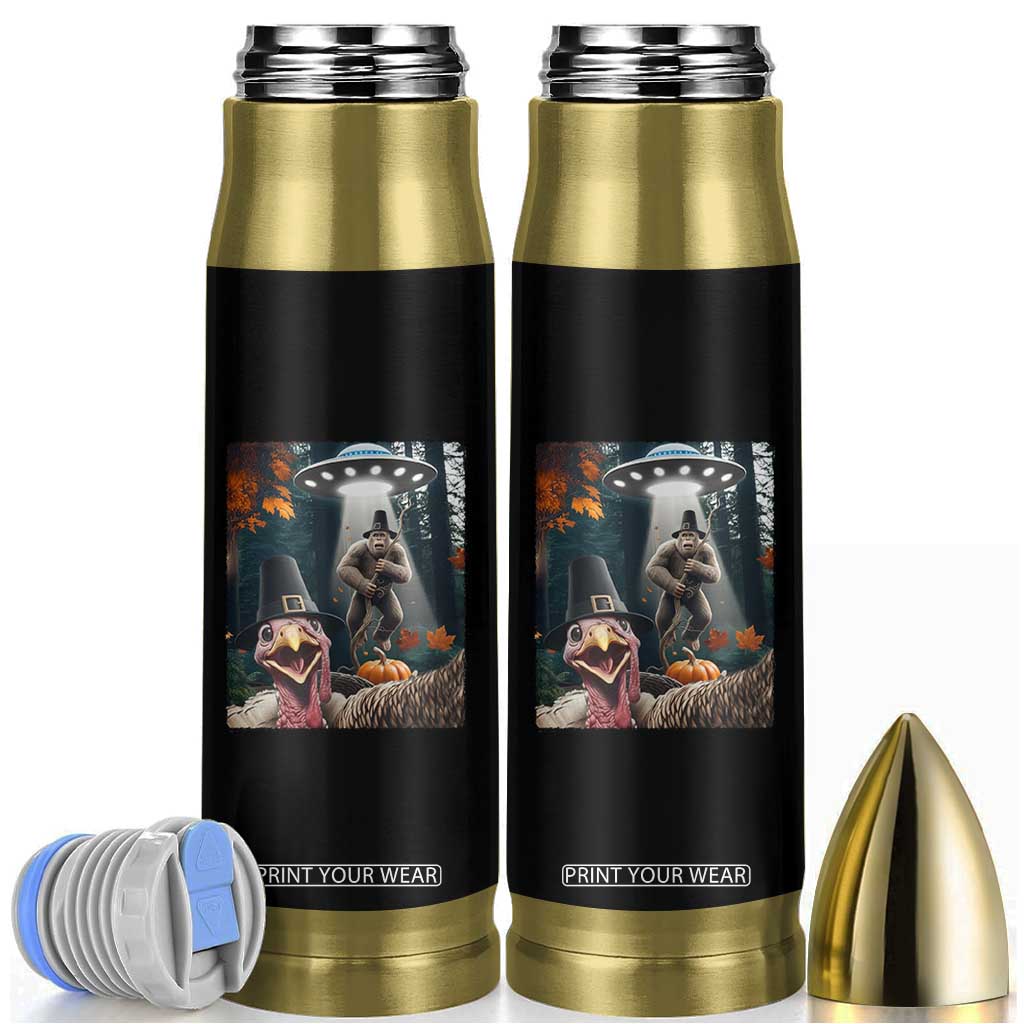 Thanksgiving Funny Bigfoot Turkey Selfie Bullet Tumbler TS14 White Print Your Wear