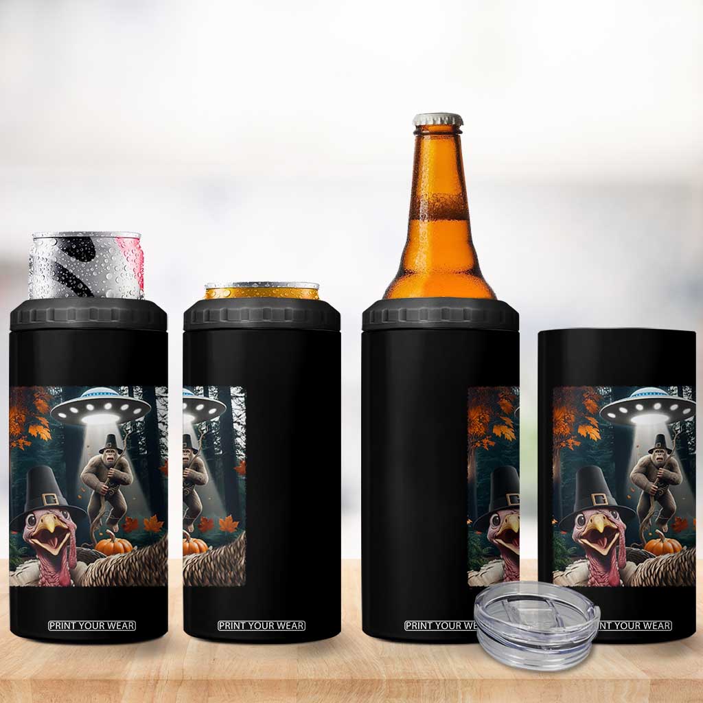 Thanksgiving Funny Bigfoot Turkey Selfie 4 in 1 Can Cooler Tumbler TS14 Print Your Wear