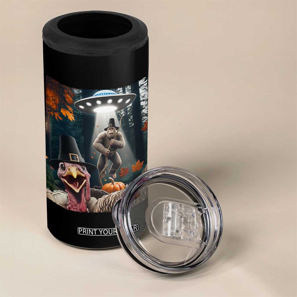 Thanksgiving Funny Bigfoot Turkey Selfie 4 in 1 Can Cooler Tumbler TS14 Print Your Wear